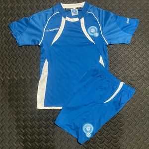 El Salvador kids soccer set jersey+short